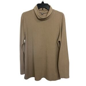 Uniqlo Fleece Cowl Neck Tan Tunic Size XXL Minimalist Comfy Loungewear Casual